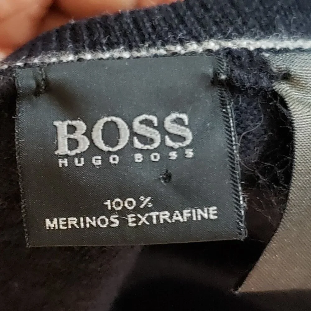 Boss Hugo Boss Mens Virgin Wool Sweater Made In Italy Midnight Medium
